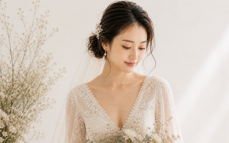 ウエディングAIモデルよしこ04 / 銀座五丁目並木通り|美容室・美容院|ヘアサロン|ウェディング|ヘアアレンジ|ヘアセット|LEWIN(ルーウィン)