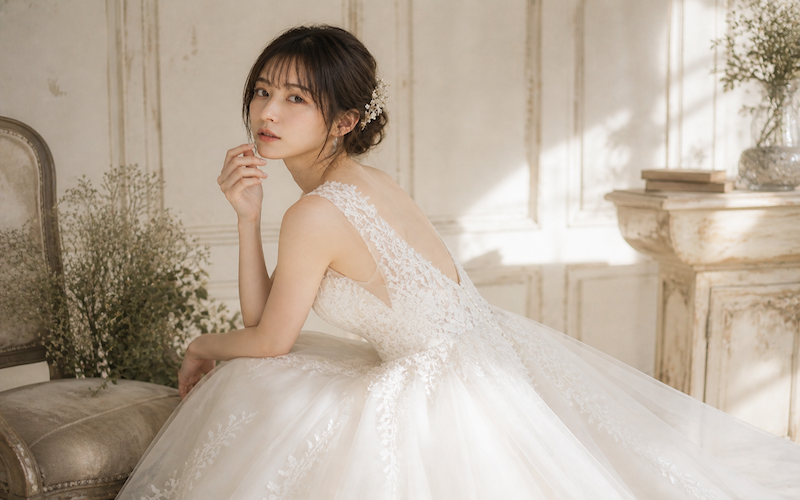 ウエディングAIモデルしおり02 / 銀座五丁目並木通り|美容室・美容院|ヘアサロン|ウェディング|ヘアアレンジ|ヘアセット|LEWIN(ルーウィン)