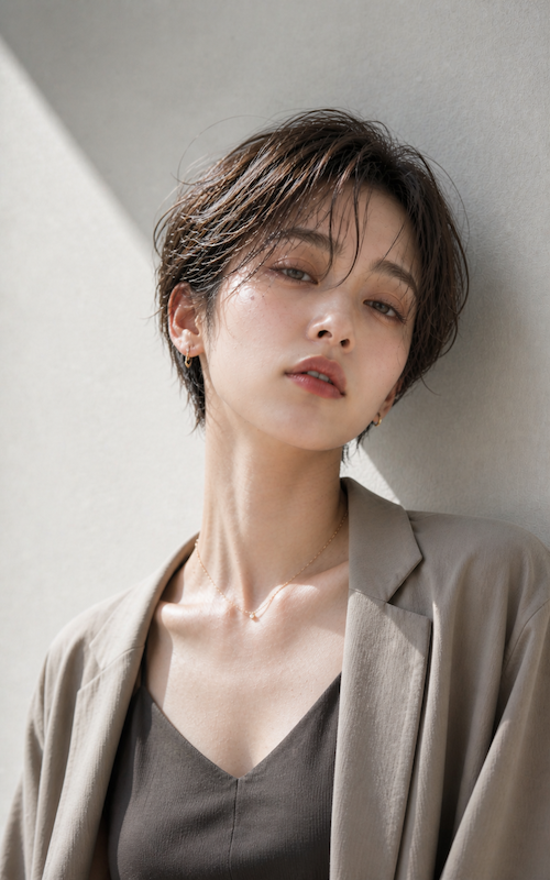 田邉/AI　モデル　ショート 08 / 銀座五丁目並木通り|美容室・美容院|ヘアサロン|ウェディング|ヘアアレンジ|ヘアセット|LEWIN(ルーウィン)