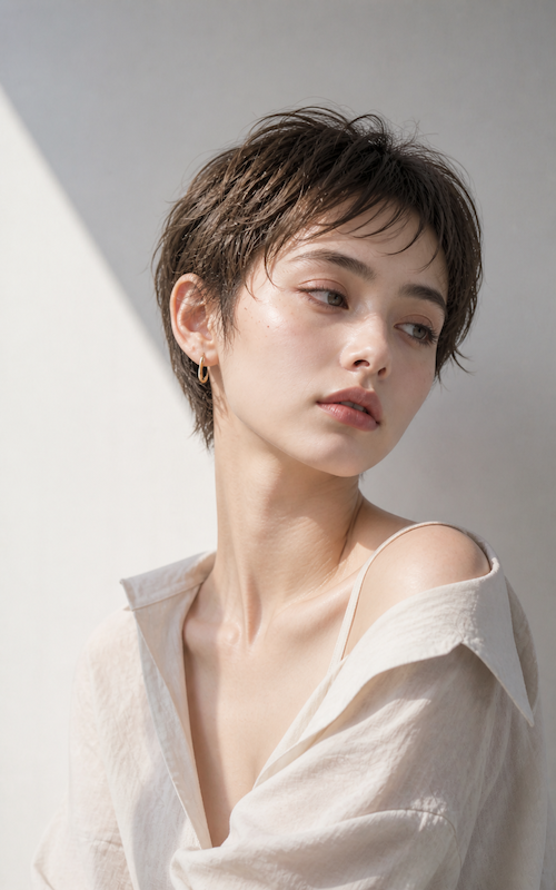 田邉/AI　モデル　ショート 08 / 銀座五丁目並木通り|美容室・美容院|ヘアサロン|ウェディング|ヘアアレンジ|ヘアセット|LEWIN(ルーウィン)