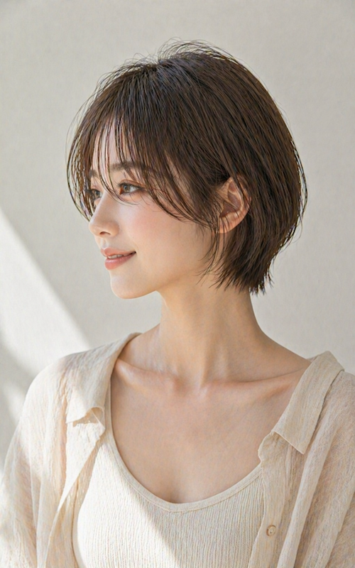 田邉/AI　モデル　ショート03 / 銀座五丁目並木通り|美容室・美容院|ヘアサロン|ウェディング|ヘアアレンジ|ヘアセット|LEWIN(ルーウィン)